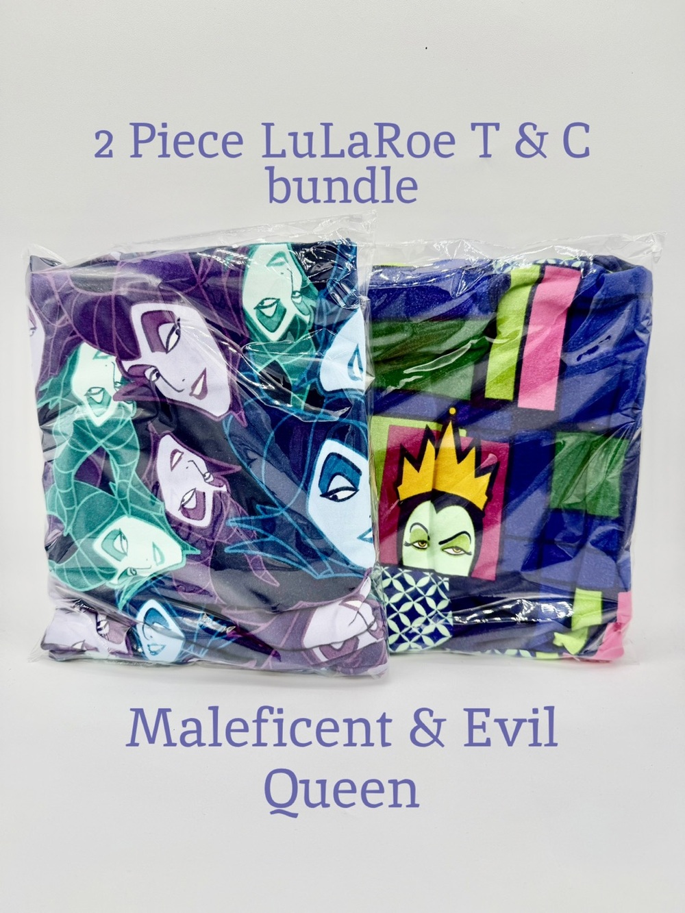 EUC LuLaRoe Tall & Curvy 2 Pc Leggings Bundle Featuring: Maleficent & Evil Queen